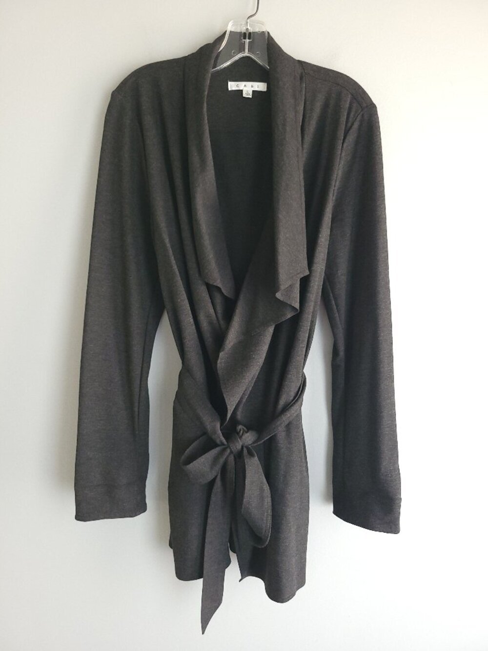Cabi Take Two Draped Ponte Knit Wrap Cardigan Charcoal Gray L - Picture 4 of 10